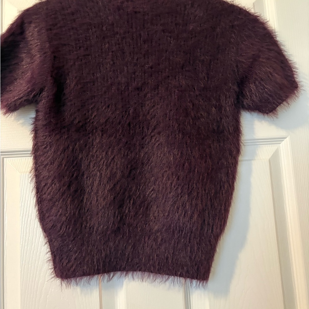 NWT Muse Plum Fuzzy Crewneck Sweater with Rhinestone Accents - Picture 4 of 8